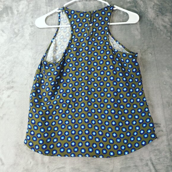 J.Crew Womens‎ 8 Green Blue Geometric Sleeveless Tank Top Career Retro Vibes - Picture 8 of 9